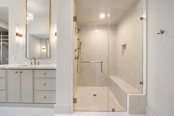 Bathroom, Glass Shower, Interior, Recessed Lighting