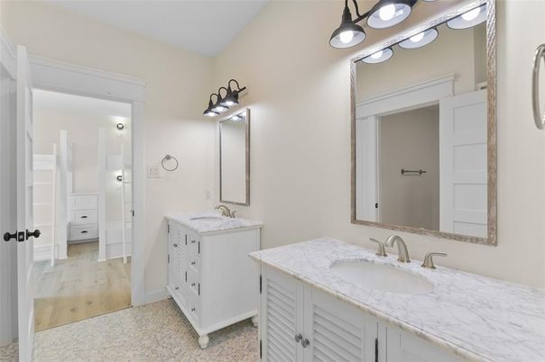 Bathroom, Dual Sink Vanities, Interior, Wood Texture Flooring