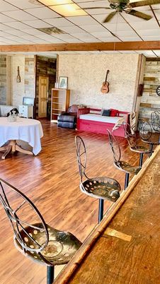 Interior, Stone Walls, Wood Texture Flooring