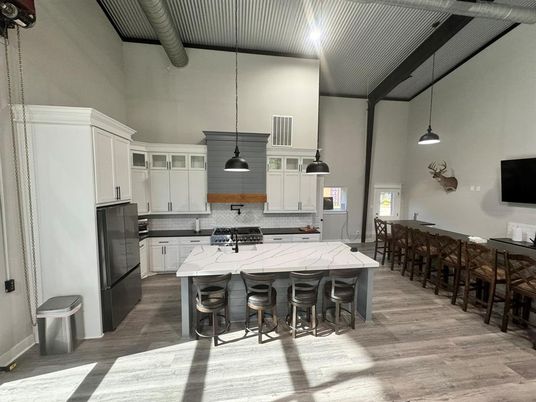 Interior, Kitchen, Pendant Lights, Wood Texture Flooring