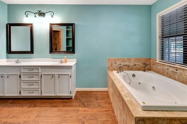 Bathroom, Dual Sink Vanities, Interior, Wood Texture Flooring