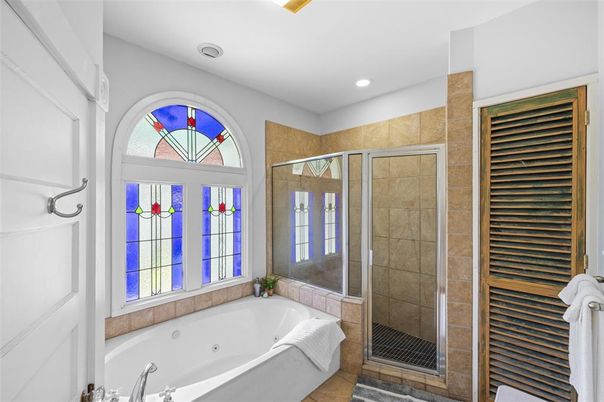 Bathroom, Glass Shower, Interior, Recessed Lighting