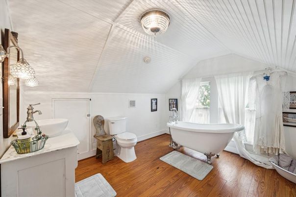 Bathroom, Free Standing Baths, Interior, Wood Texture Flooring