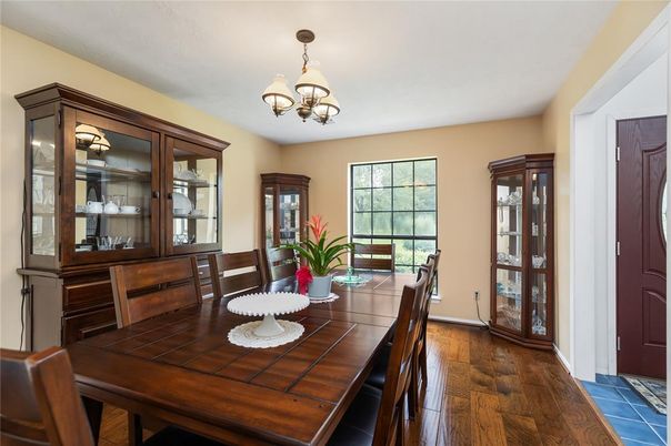 Chandelier, Dining room, Interior, Wood Texture Flooring