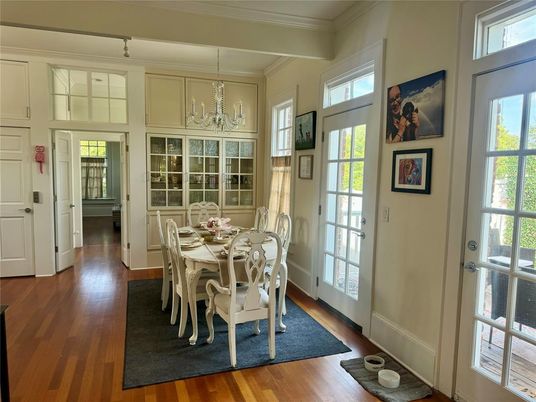Chandelier, Dining room, Interior, Wood Texture Flooring