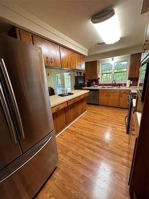 Interior, Kitchen, Stainless Steel Appliances, Wood Texture Flooring
