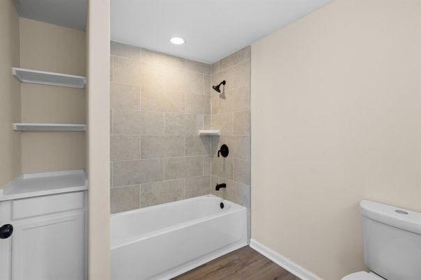 Bathroom, Interior, Recessed Lighting, Wood Texture Flooring