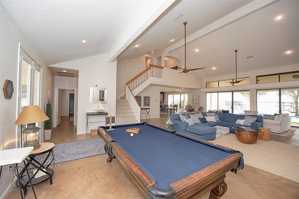 Billiard Table, Game Room, Interior, Living room, Pendant Lights, Recessed Lighting