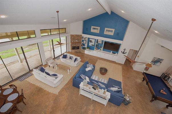 Billiard Table, Fireplace, Game Room, Interior, Living room, Recessed Lighting