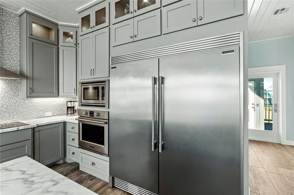Interior, Kitchen, Stainless Steel Appliances, Wood Texture Flooring