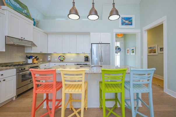 Interior, Kitchen, Pendant Lights, Stainless Steel Appliances, Wood Texture Flooring