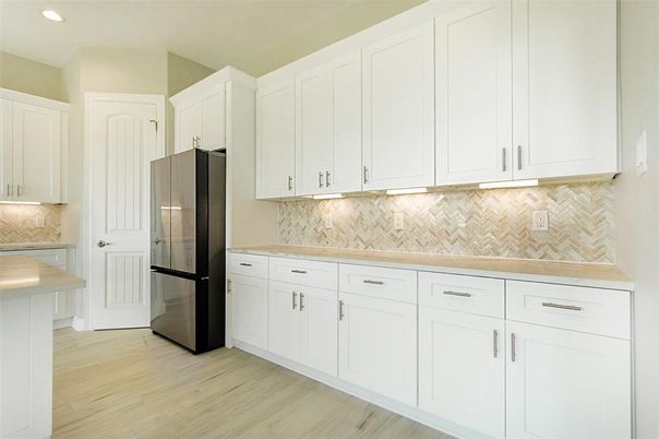 Interior, Kitchen, Recessed Lighting, Wood Texture Flooring