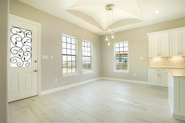 Empty room, Interior, Pendant Lights, Recessed Lighting, Wood Texture Flooring