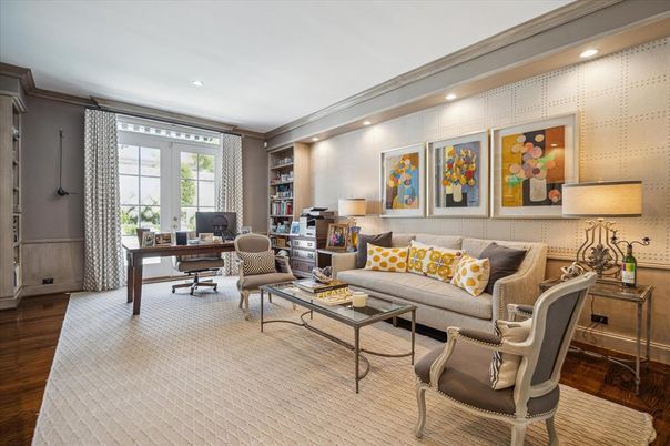 Home Office, Interior, Living room, Recessed Lighting, Wood Texture Flooring