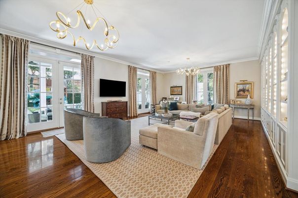 Chandelier, Interior, Living room, Wood Texture Flooring