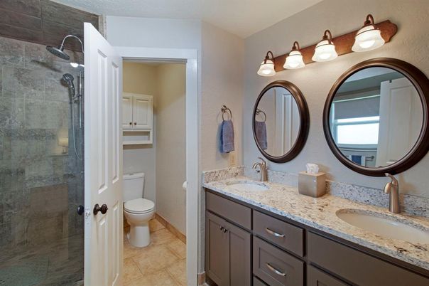 Bathroom, Dual Sink Vanities, Glass Shower, Interior