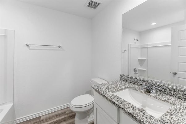 Bathroom, Interior, Recessed Lighting, Wood Texture Flooring