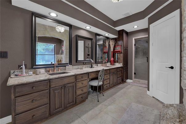 Bathroom, Dual Sink Vanities, Glass Shower, Interior, Recessed Lighting