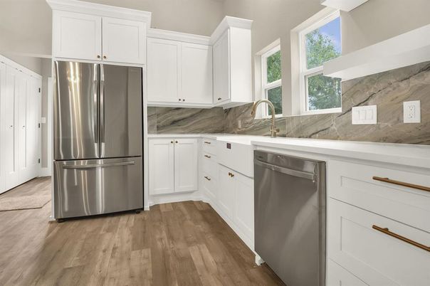 Interior, Kitchen, Stainless Steel Appliances, Wood Texture Flooring