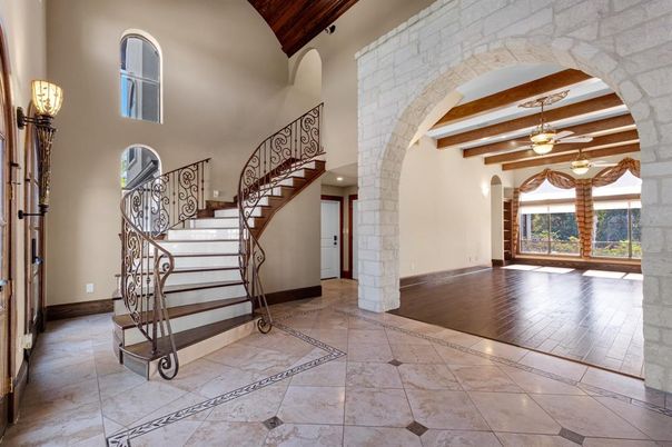 Interior, Stone Walls, Wooden Beams, Wood Texture Flooring