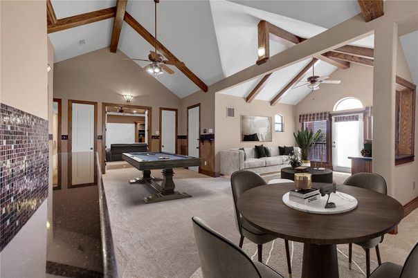 Billiard Table, Game Room, Interior, Living room, Wooden Beams