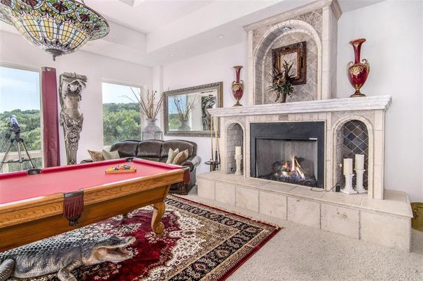 Billiard Table, Fireplace, Game Room, Interior, Recessed Lighting