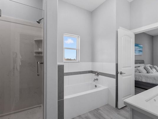 Bathroom, Bedroom, Glass Shower, Interior, Wood Texture Flooring