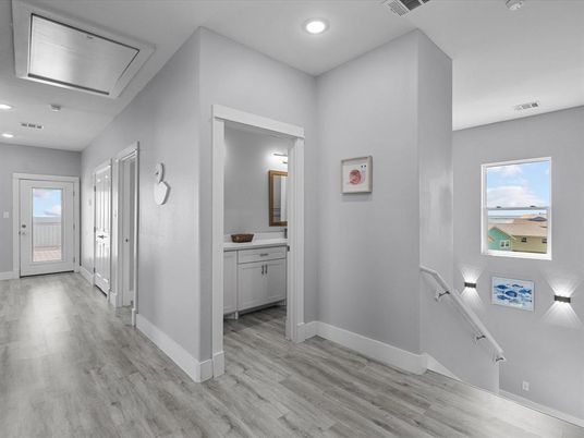 Bathroom, Interior, Recessed Lighting, Wood Texture Flooring