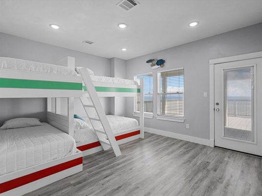 Bedroom, Interior, Recessed Lighting, Water, Wood Texture Flooring