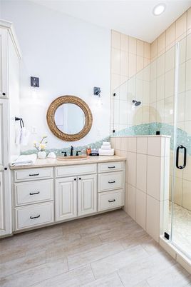 Bathroom, Glass Shower, Interior, Recessed Lighting