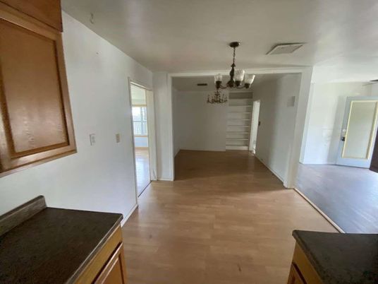 Chandelier, Empty room, Interior, Wood Texture Flooring