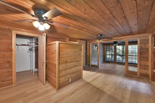 Empty room, Interior, Wooden Ceilings, Wood Texture Flooring, Wooden Walls