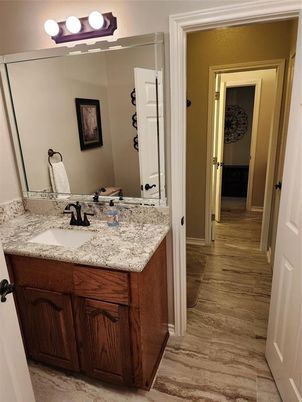 Bathroom, Dual Sink Vanities, Interior, Wood Texture Flooring
