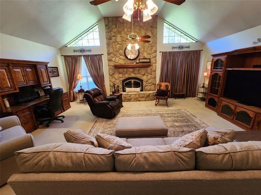 Fireplace, Home Office, Interior, Living room, Stone Walls, Wooden Beams