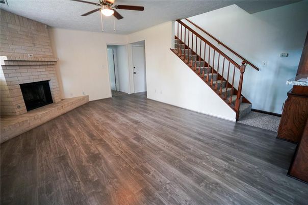 Empty room, Fireplace, Interior, Wood Texture Flooring