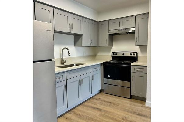 Interior, Kitchen, Stainless Steel Appliances, Wood Texture Flooring