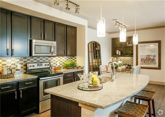 Dining room, Interior, Kitchen, Pendant Lights, Stainless Steel Appliances, Wood Texture Flooring