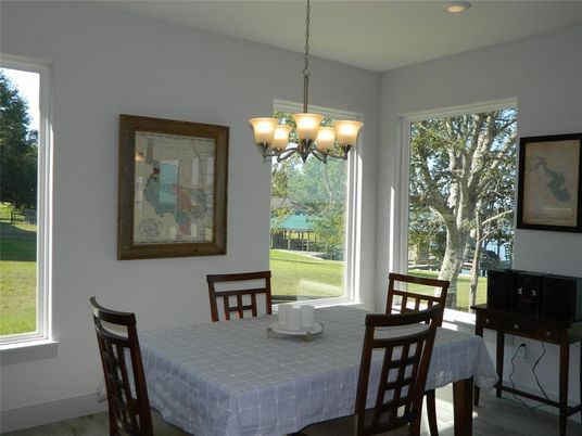 Chandelier, Dining room, Interior, Recessed Lighting, Wood Texture Flooring