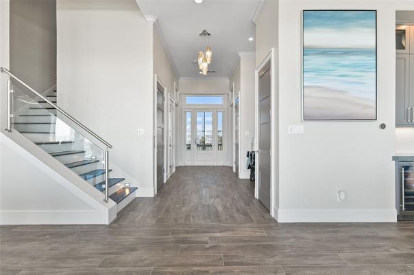 Chandelier, Interior, Pendant Lights, Recessed Lighting, Water, Wood Texture Flooring