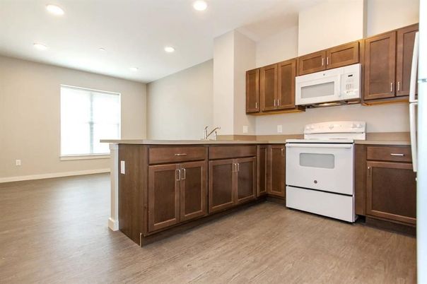 Interior, Kitchen, Recessed Lighting, Wood Texture Flooring