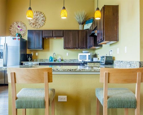Interior, Kitchen, Pendant Lights, Wood Texture Flooring