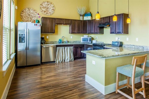 Interior, Kitchen, Pendant Lights, Stainless Steel Appliances, Wood Texture Flooring