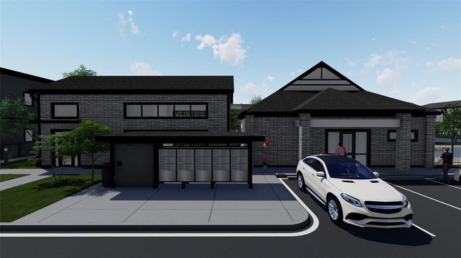 Attached, Exterior, Facade, Brick Facade, Modern