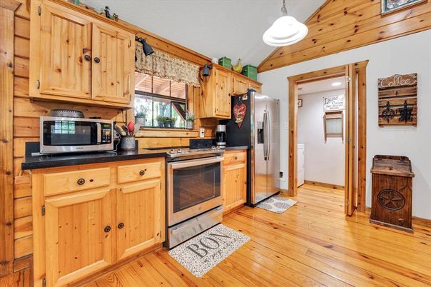 Interior, Kitchen, Pendant Lights, Wood Texture Flooring