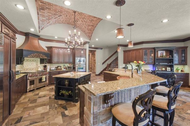 Chandelier, Interior, Kitchen, Pendant Lights, Recessed Lighting, Stainless Steel Appliances