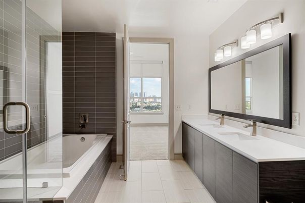 Bathroom, Dual Sink Vanities, Glass Shower, Interior