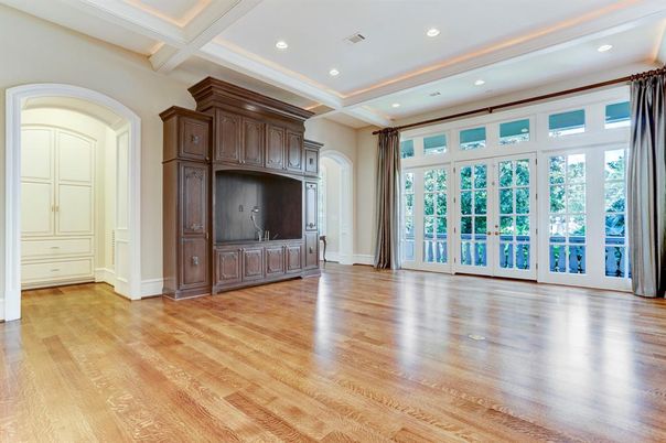 Empty room, Interior, Recessed Lighting, Wood Texture Flooring