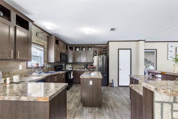 Interior, Kitchen, Stainless Steel Appliances, Wood Texture Flooring