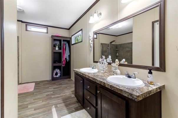 Bathroom, Dual Sink Vanities, Interior, Wood Texture Flooring