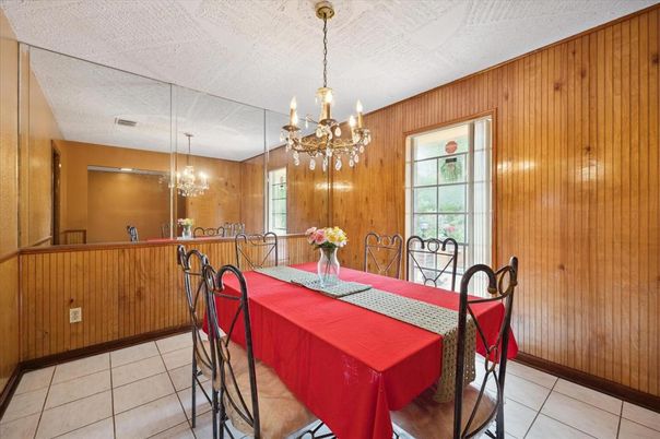 Chandelier, Dining room, Interior, Wooden Walls